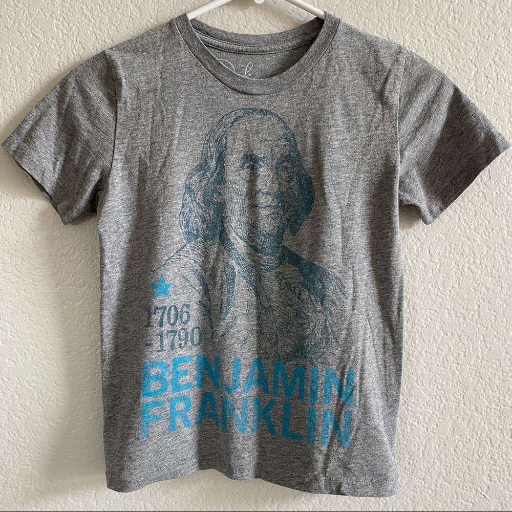 Kids Benjamin Franklin Gray T-shirt EUC Size L (8)
